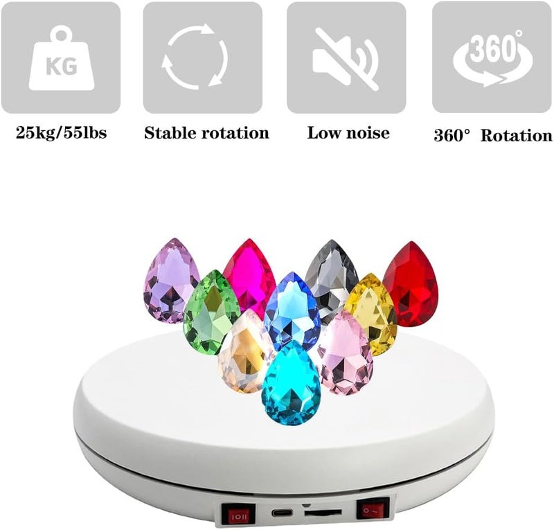 JAYEGT Motorized Rotating Display Stand with 5 Color LED Light , 10 inch /55lbs Load, 360 Degree Electronic Turntable Display Stand for Photography Products Shows, Jewelry, Watch, 3D Models, Cake - Image 4